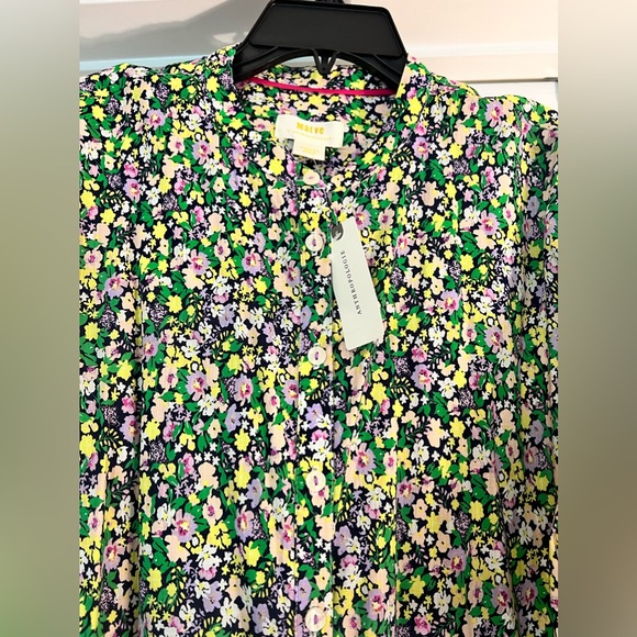 Anthropologie Maeve Ashleigh Top NWT Floral Button Down Bishop Tie Sleeve Wow! - Picture 10 of 16